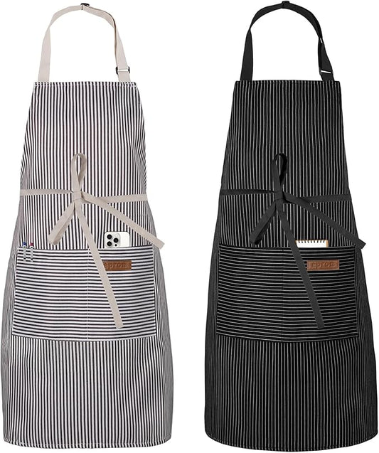 Serrenf 2 Pack Apron, Cooking Kitchen Aprons, Adjustable Bib Apron by serrenf