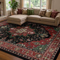 RELEANY Area Rugs 7'x10' Washable Non-Slip, Floral Vintage Distress Medallion by RELEANY