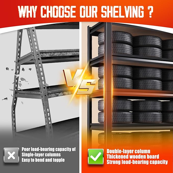 Garage Shelving-2050 lbs 5 Tier Storage Shelves, Adjustable Heavy Duty Metal - Image 5
