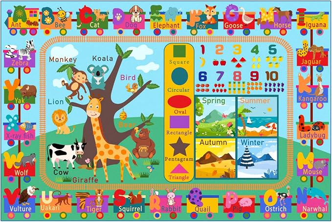 Kids Rug for Playroom, 5x7 ABC Educational Carpet for Classroom, Fun Alphabet - Image 2
