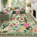 RELEANY Floral 9x12 Area Rugs Washable Print Boho Cute Carpet Non Slip Flower by RELEANY