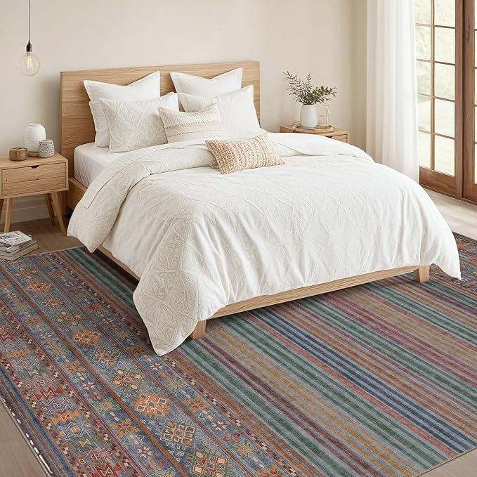Nakagishi 5X7 Area Rugs Living Room: Washable Large Vintage Rug Neutral - Image 5