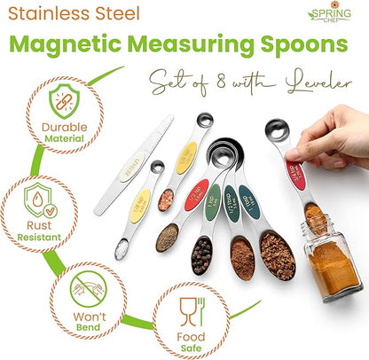 Spring Chef Stainless Steel Magnetic Measuring Spoons Set of 8 - Image 2
