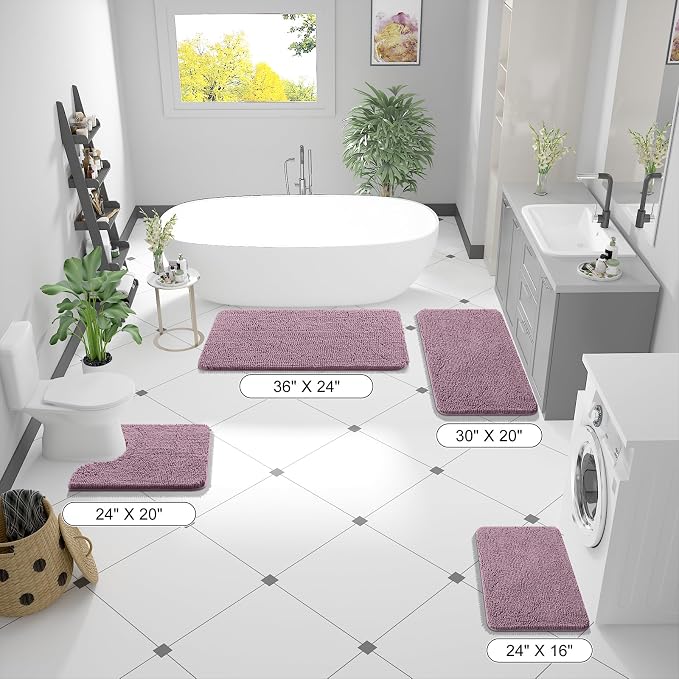 OLANLY Bathroom Runner Rugs 70x24, Soft Absorbent Chenille Bath Rugs, Rubber - Image 2