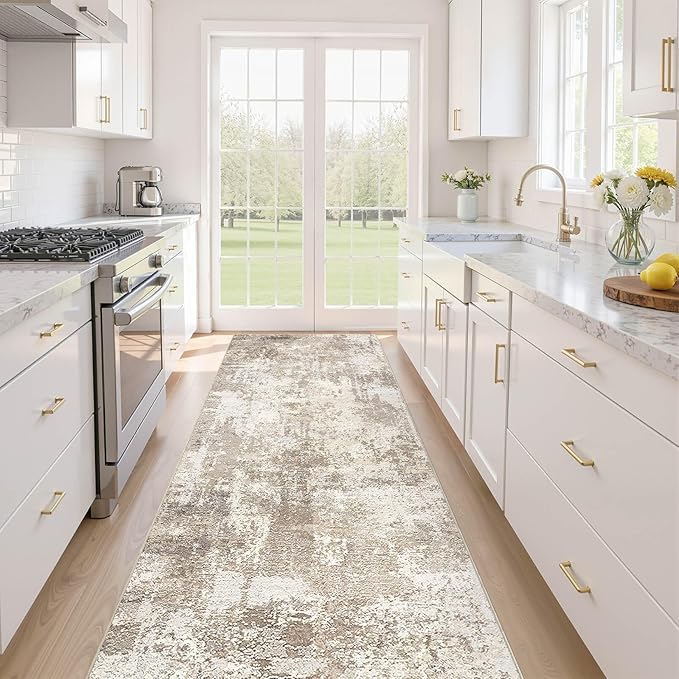 Runner Rug Kitchen Washable Rugs: 2x10 Non-Slip Abstract Soft Modern Stain by LOONGRUG