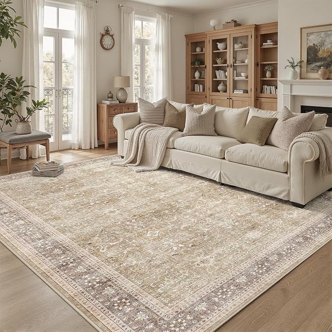 DCX Beige and Taupe 5x7 Rug, Kid & Pet Friendly - Image 2