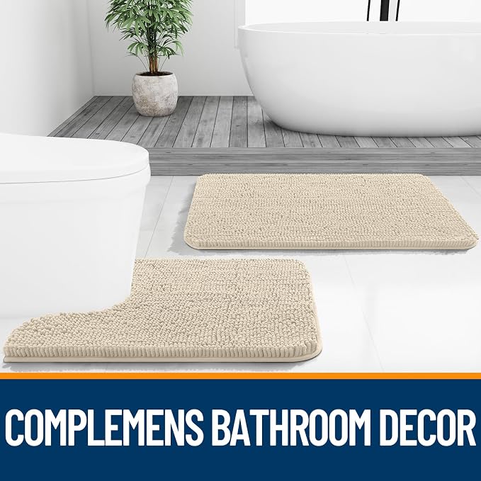 OLANLY Bathroom Rugs 36x24, Extra Soft Absorbent Chenille Bath Rugs, Rubber - Image 8