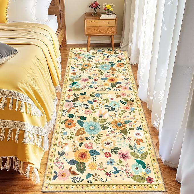 RELEANY Floral 2x10 Area Rugs Washable Print Boho Cute Carpet Non Slip Flower - Image 6