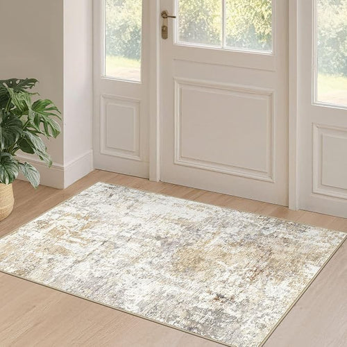 2x4 Rug Washable Runner Rug: Small Abstract Modern Non-Slip Soft Accent Doormat by LOONGRUG