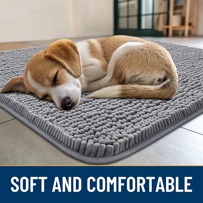 Smiry Dog Door Mat for Muddy Paws 34x21, Absorbent Dirt Trapper, Non-Slip - Image 2