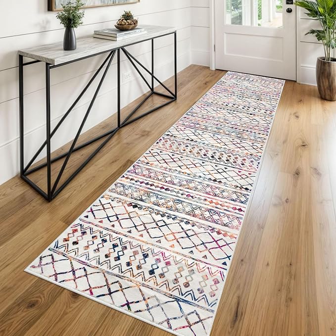 KUTA Moroccan Washable Hallway Runner Rug, 2x8 Non-Slip Vintage Multi-Color by KUTA
