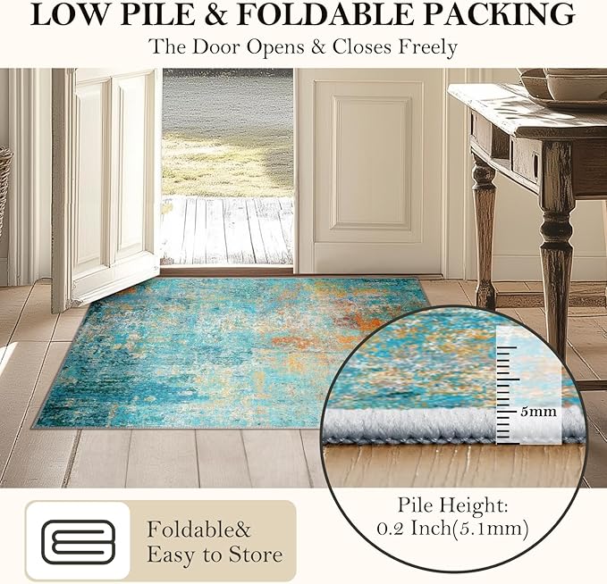 RELEANY Washable Area Rugs 6'x8' Non-Slip Modern Abstract Soft - Image 4