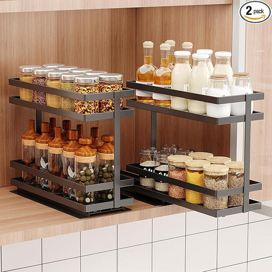 Mustorn 2 Pack Pull Out Spice Rack Organizer by MUSTORN