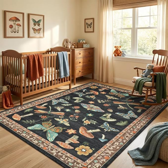 ROYHOME Mushroom 6x9 Area Rugs for Living Room Low-Pile Whimsical Cottage Core - Image 2