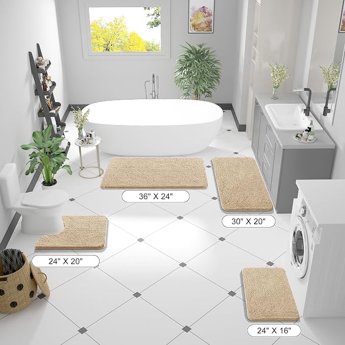 OLANLY Large Bathroom Rugs 44x32, Extra Soft Absorbent Chenille Bath Rugs - Image 2