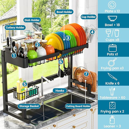 ADBIU 【Fit Sink 24.5"- 32" L 2023 Version Over Sink Dish Drying Rack Snap-On - Image 2