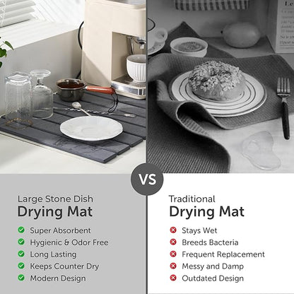 Large Stone Dish Drying Mat for Kitchen Counter, Quick Dry Stones Dishes Mats - Image 8