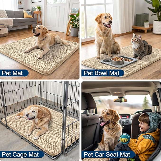 Smiry Dog Door Mat for Muddy Paws 59x20, Absorbent Dirt Trapper, Non-Slip - Image 6