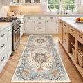 RELEANY Area Rugs Runner 3'x8' Washable Non-Slip, Floral Vintage Distress by RELEANY