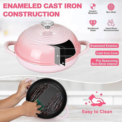 TeamFar Cast Iron Bread Dutch Oven, 6 Qt Enameled Dutch Oven Pot - Image 7