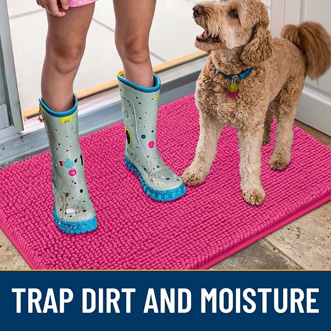 Smiry Dog Door Mat for Muddy Paws 40x32, Absorbent Dirt Trapper, Non-Slip - Image 3