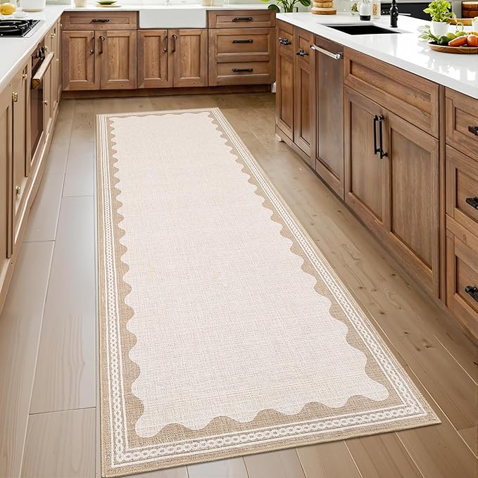 GarveeHome Scalloped Beige 2.5x8 Runner Rug by GarveeHome