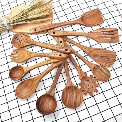 11 Pcs Wooden Kitchen Utensils Set - Image 3