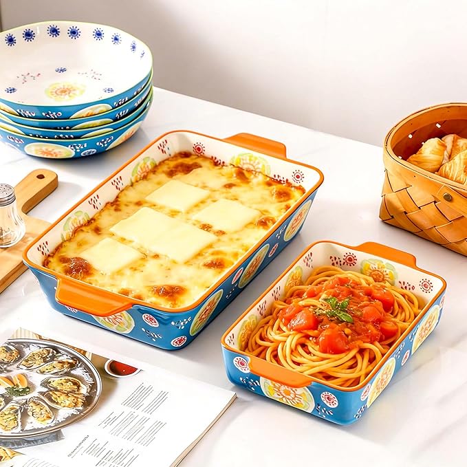 Ceramic Baking Dish Set of 2, 3QT & 1.2QT Stoneware Casserole Dishes - Image 5