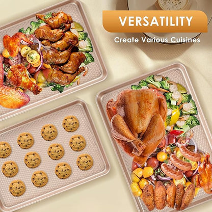 Baking Sheet Pan Set of 3, Nonstick Carbon Steel Cookie Sheets - Image 4