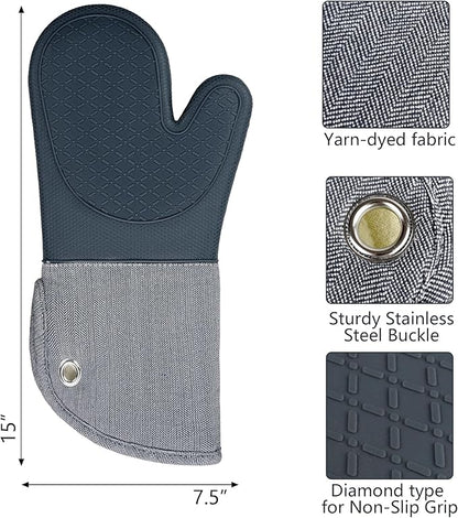 Professional Microwave Silicone Oven Mitts one Pair, Kitchen Mitten Set - Image 2