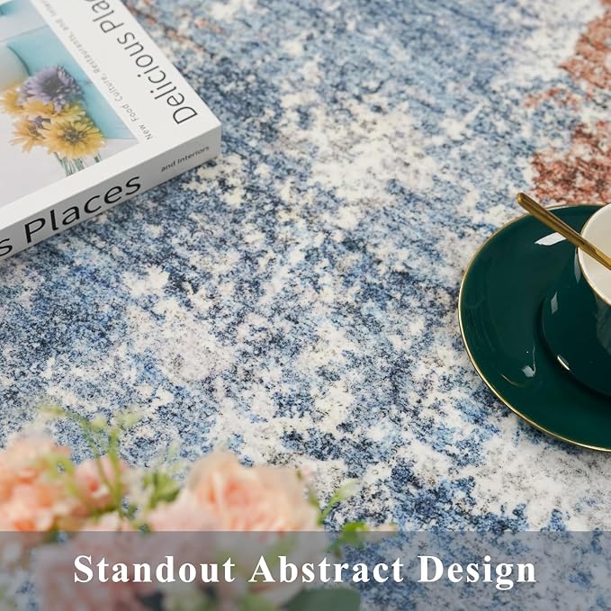 3x7 Kitchen Runner Rug – Washable Non-Slip Modern Abstract Neutral Carpet - Image 6