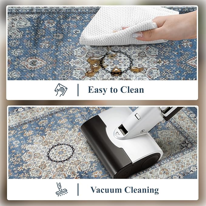 Collive Boho Blue Kitchen Mats Cushioned Anti Fatigue Mats, Non-Slip Kitchen - Image 5