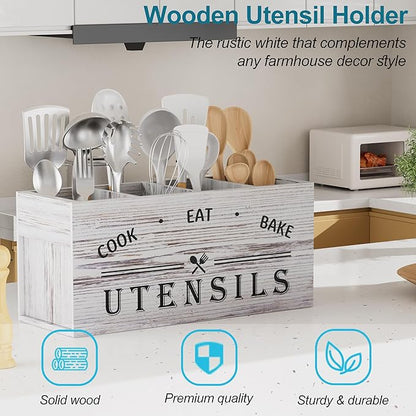 ZUJJAFY Utensil Holder for Kitchen Counter, Large Kitchen Utensil Holder for - Image 3