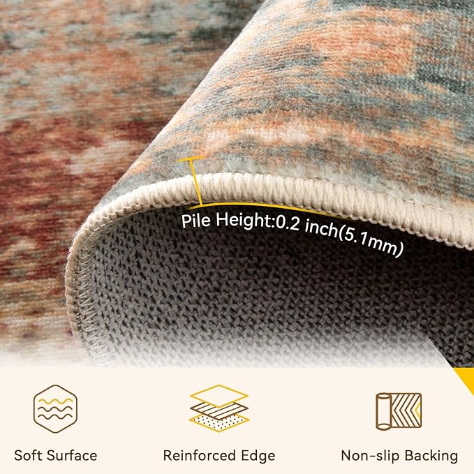 RELEANY Washable Area Rugs 6ft Non-Slip Modern Abstract Soft - Image 4