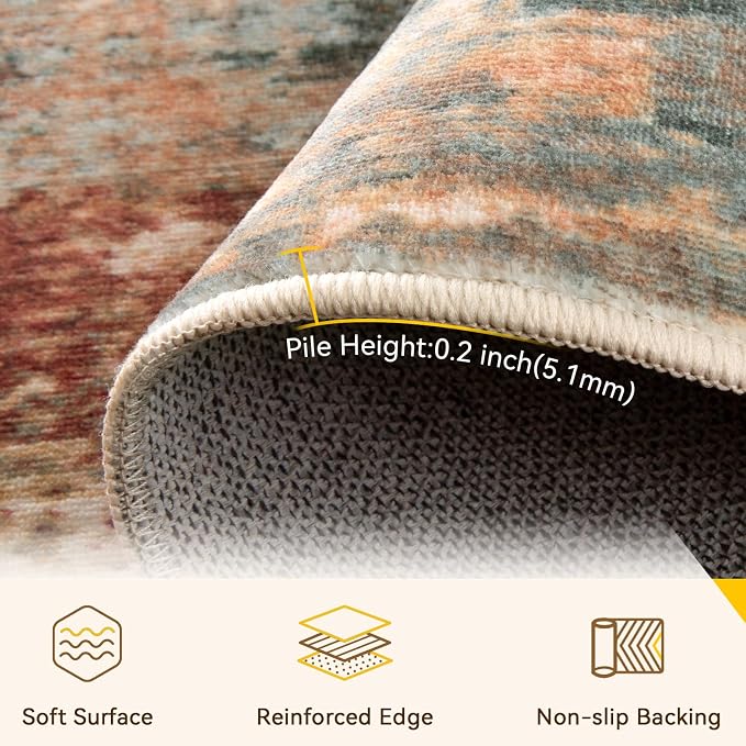 RELEANY Washable Area Rugs 2'6"x12 Non-Slip Modern Abstract Soft - Image 2