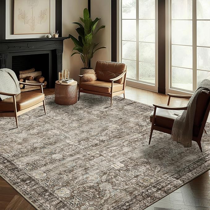 CHAMPLANT Washable Area Rug 10'x14' Boho Design Non-Shedding Easy Care Ideal by CHAMPLANT