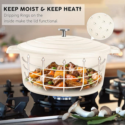 Large Dutch Oven Pot with Lid-7.5QT Cast Aluminum Oven Pot with Two Handles - Image 5