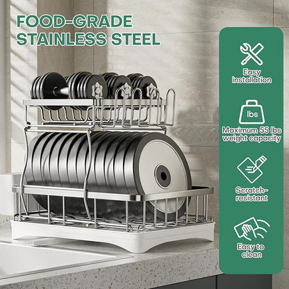 2 Tier Dish Drying Rack, Stainless Steel Dish Rack - Image 5