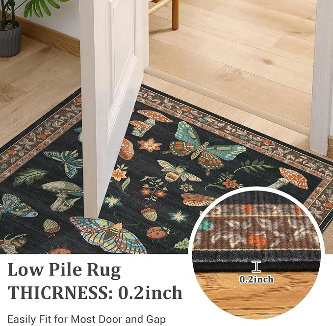 Mushroom 2x6 Runner Rug for Hallway Washable Kitchen Rugs Non Slip Low-Pile - Image 6