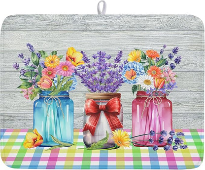 Kawani Spring Summer Flowers Dish Drying Mat by Kawani