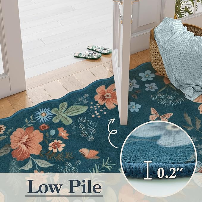 Lahome Floral Rugs for Entryway, 2x4 Washable Kitchen Rugs Ultra-Thin, Non Slip - Image 5
