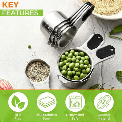 Spring Chef Magnetic Stainless Steel Measuring Cups, Kitchen Tools - Image 3