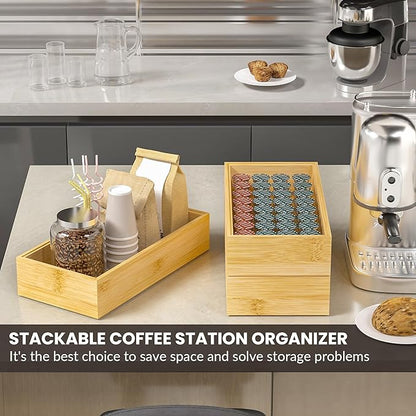 Kitchen Drawer Organizer Bins, Stackable Bamboo Drawer Organizer - Image 3