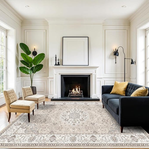 8x10 Living Room Rug for Family- Washable Oriental Stain Resistant Rugs for by HYHAOYUNLAI