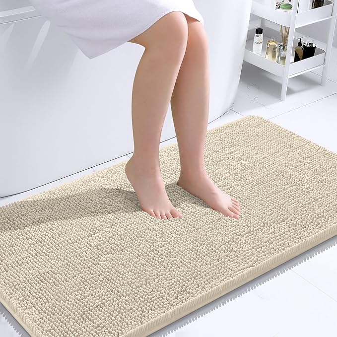 OLANLY Large Bathroom Rugs 40x24, Extra Soft Absorbent Chenille Bath Rugs by OLANLY