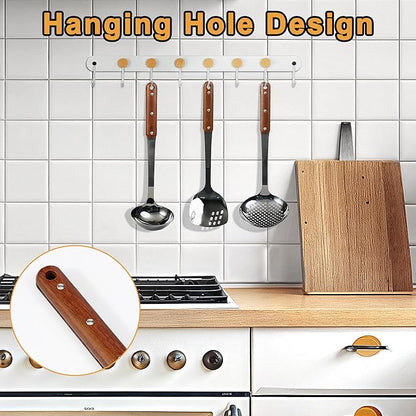 FJNATINH Stainless Steel Wok Spatula, Skimmer Ladle Tool Set, Mirror Polished - Image 4