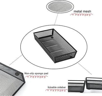 Mesh Tray Silverware Drawer Organizer, Utensil Cutlery Tray Office Supplies - Image 6