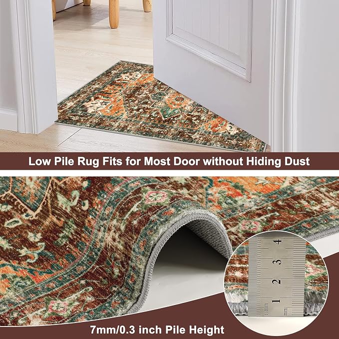 Yamaziot Washable Runner Rug, 3x10 Non-Slip Boho Vintage Hallway Rug - Image 4