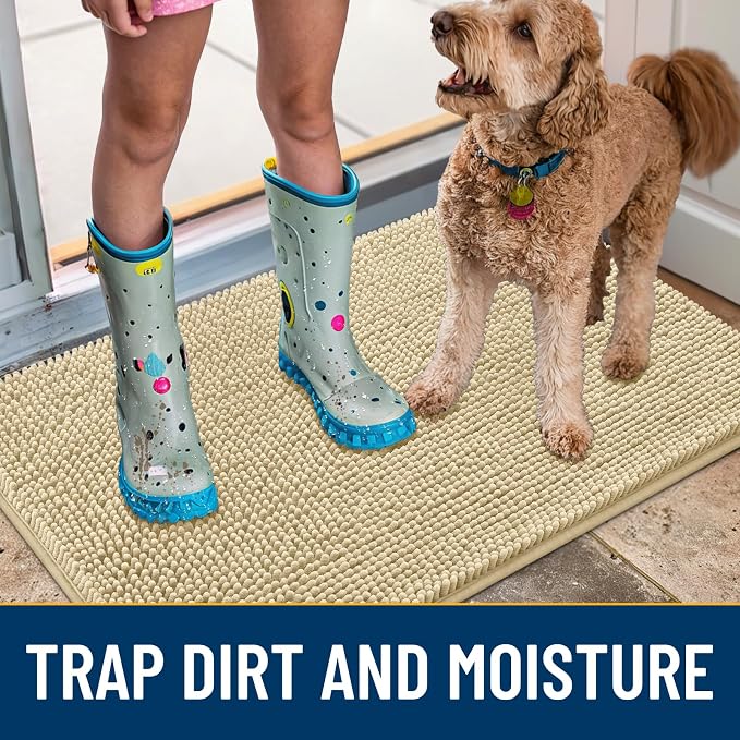 Smiry Dog Door Mat for Muddy Paws 48x30, Absorbent Dirt Trapper, Non-Slip - Image 3