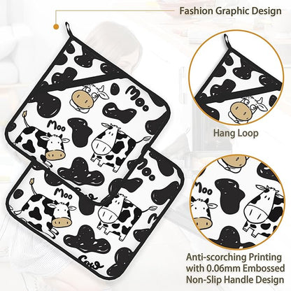 Cow Skin Pot Holder Set of 2, Heat Resistant Potholders Oven Hot Pads - Image 4